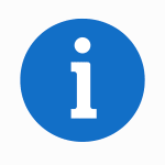 Blaues Informationssymbol mit weißem "i" für Handwerkssuche.