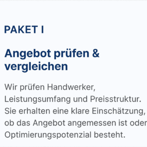 PAKET I Angebot prüfen & vergleichen