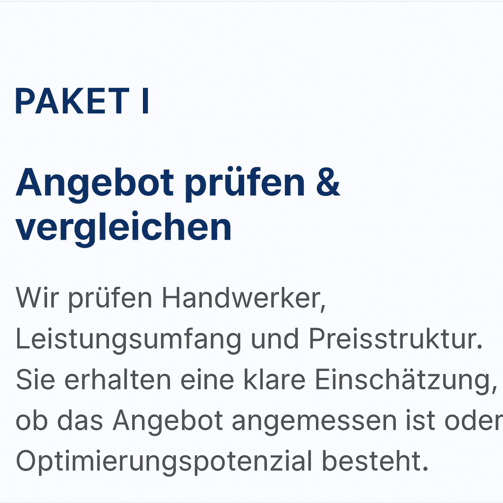 PAKET I Angebot prüfen & vergleichen